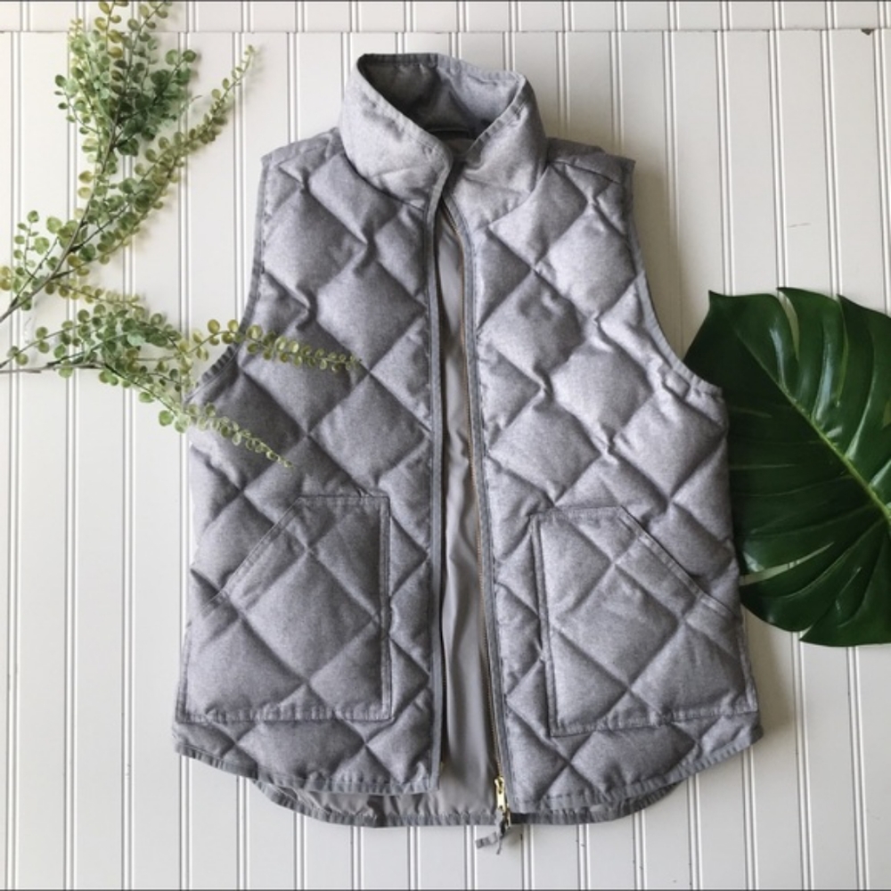 J. Crew down puffer vest grey diamond zip up